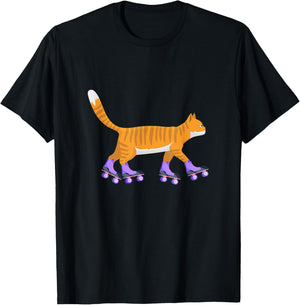 Skater Cat Inline Skateboard Skates Skates Animal Fan Gift T-Shirt - T-Shirt | Black