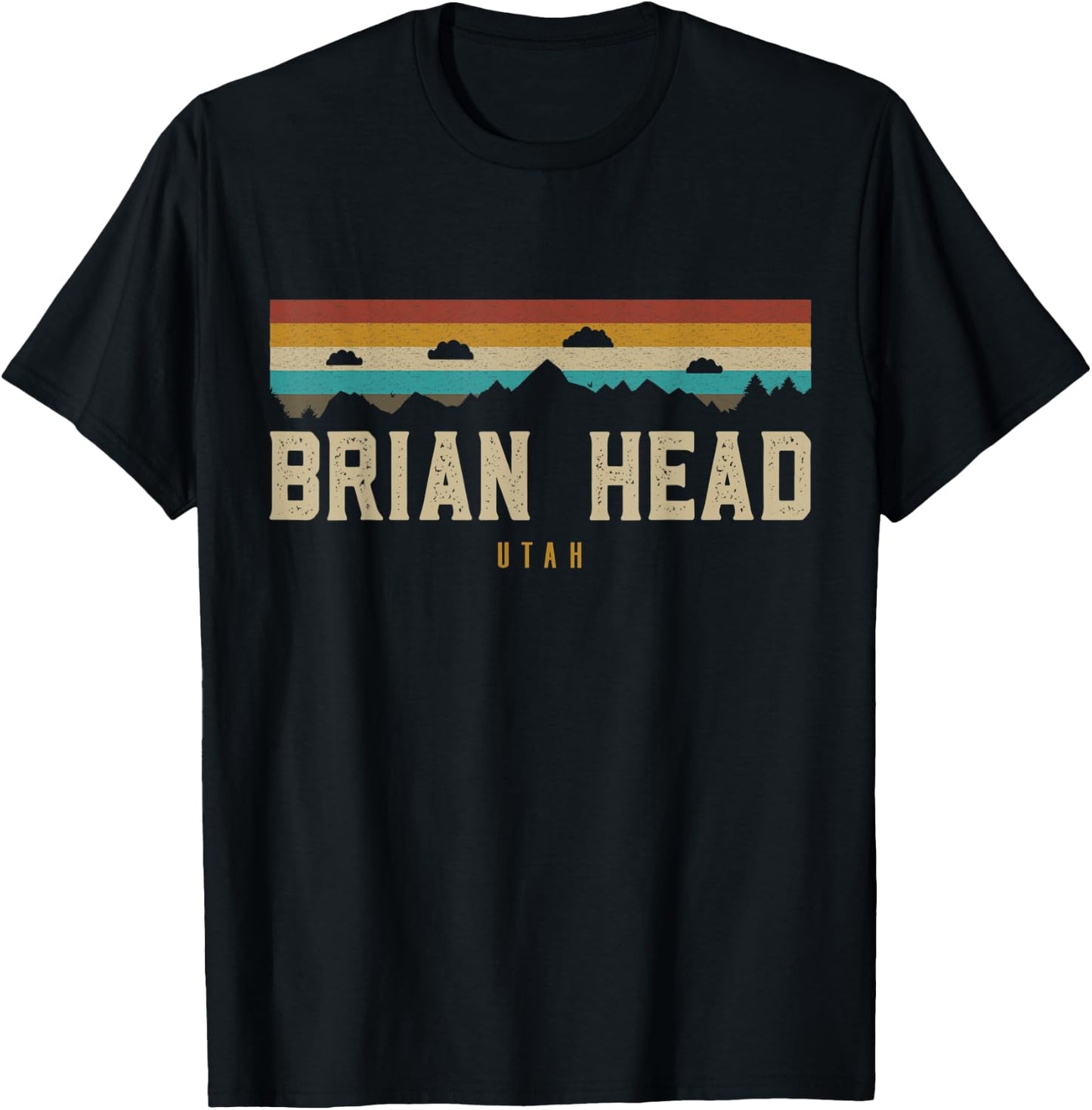 Brian Head Vintage Mountains Hiking Camping Utah Retro T-Shirt - T-Shirt | Black