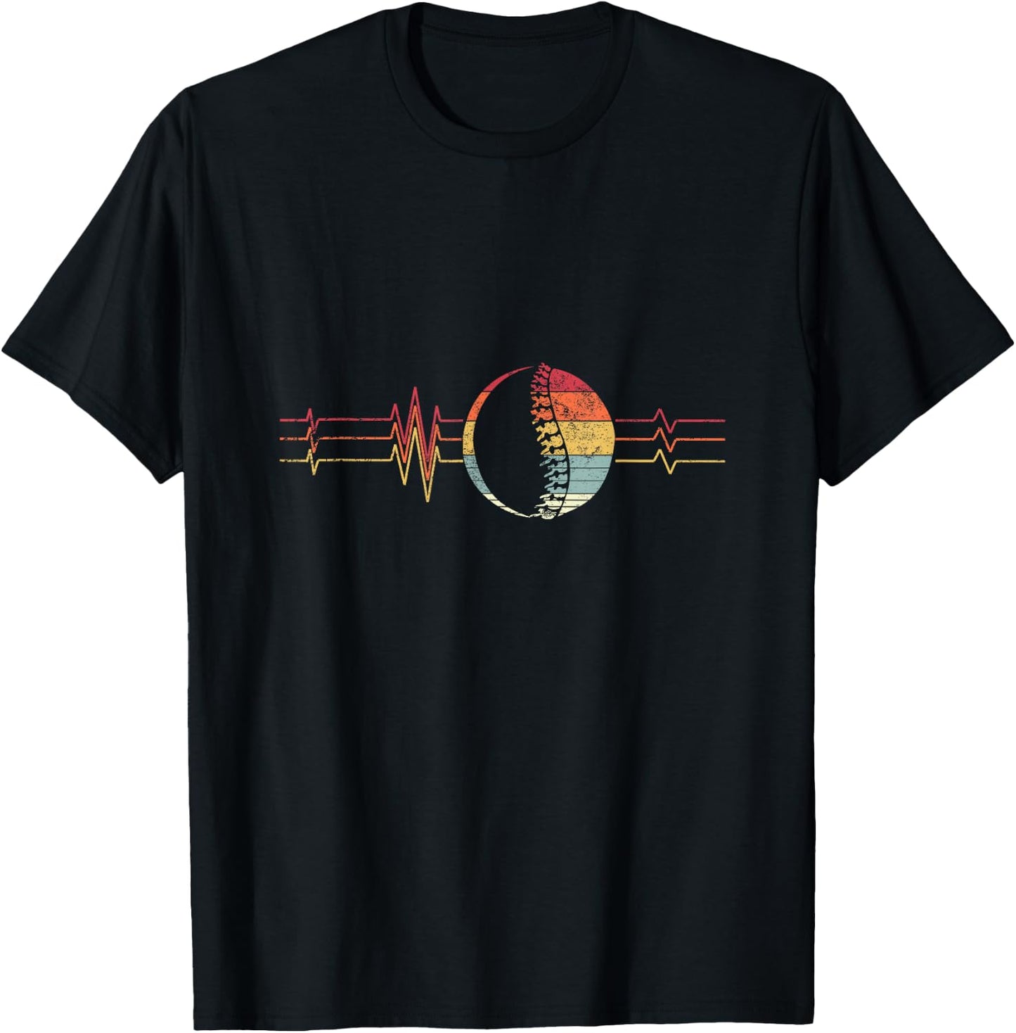 Retro Spine Crack Sound Wave Bone Therapy Chiropractor Gift T-Shirt - T-Shirt | Black