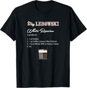 The Big Lebowski White Russian Recipe T-Shirt - T-Shirt | Black