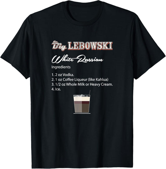 The Big Lebowski White Russian Recipe T-Shirt - T-Shirt | Black