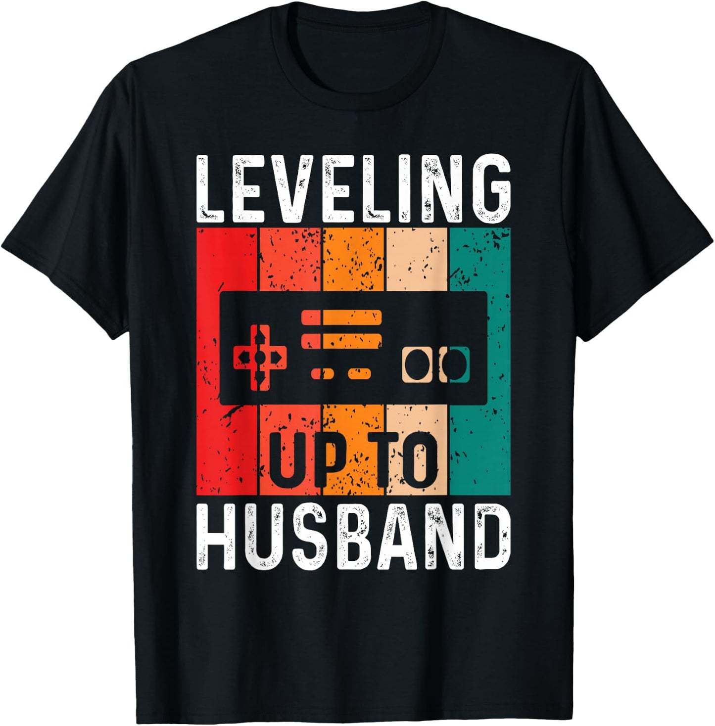 Bachelor Party Leveling Up to Husband Gaming Groom-to-be T-Shirt - T-Shirt | Black