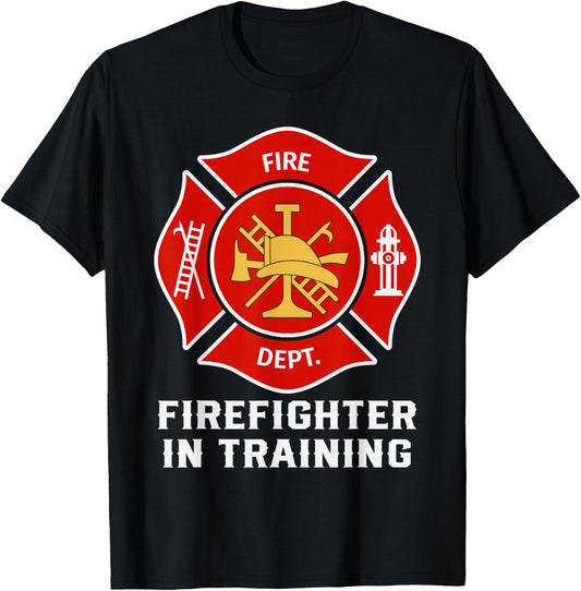 Firefighter In Training Fire Man Firefighter Day Gift T-Shirt - T-Shirt | Black