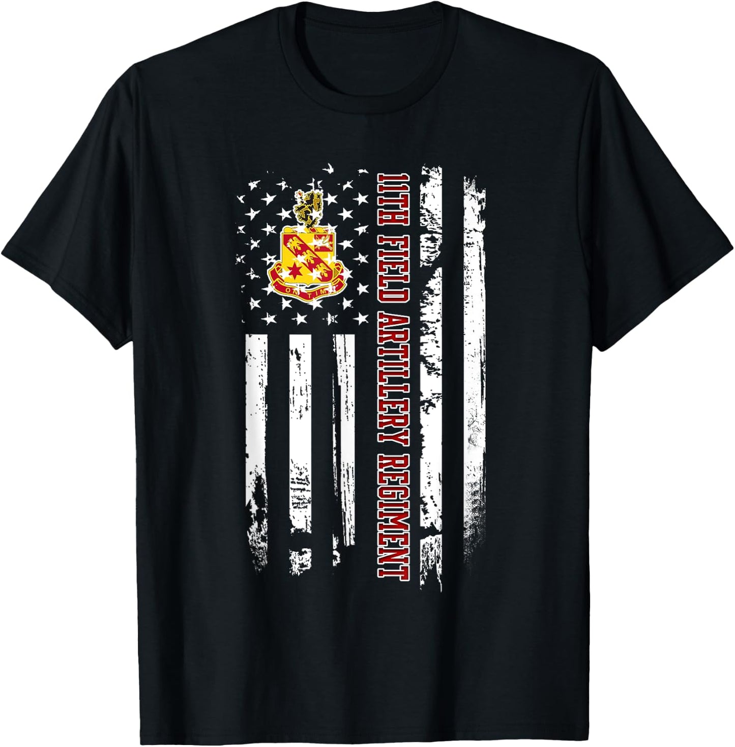 11th Field Artillery Regiment Veteran USA Flag Veterans Xmas T-Shirt - T-Shirt | Black