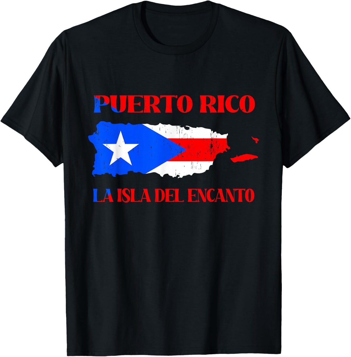 Puerto Rico La Isla Del Encanto Flag Vintage T-Shirt - T-Shirt | Black