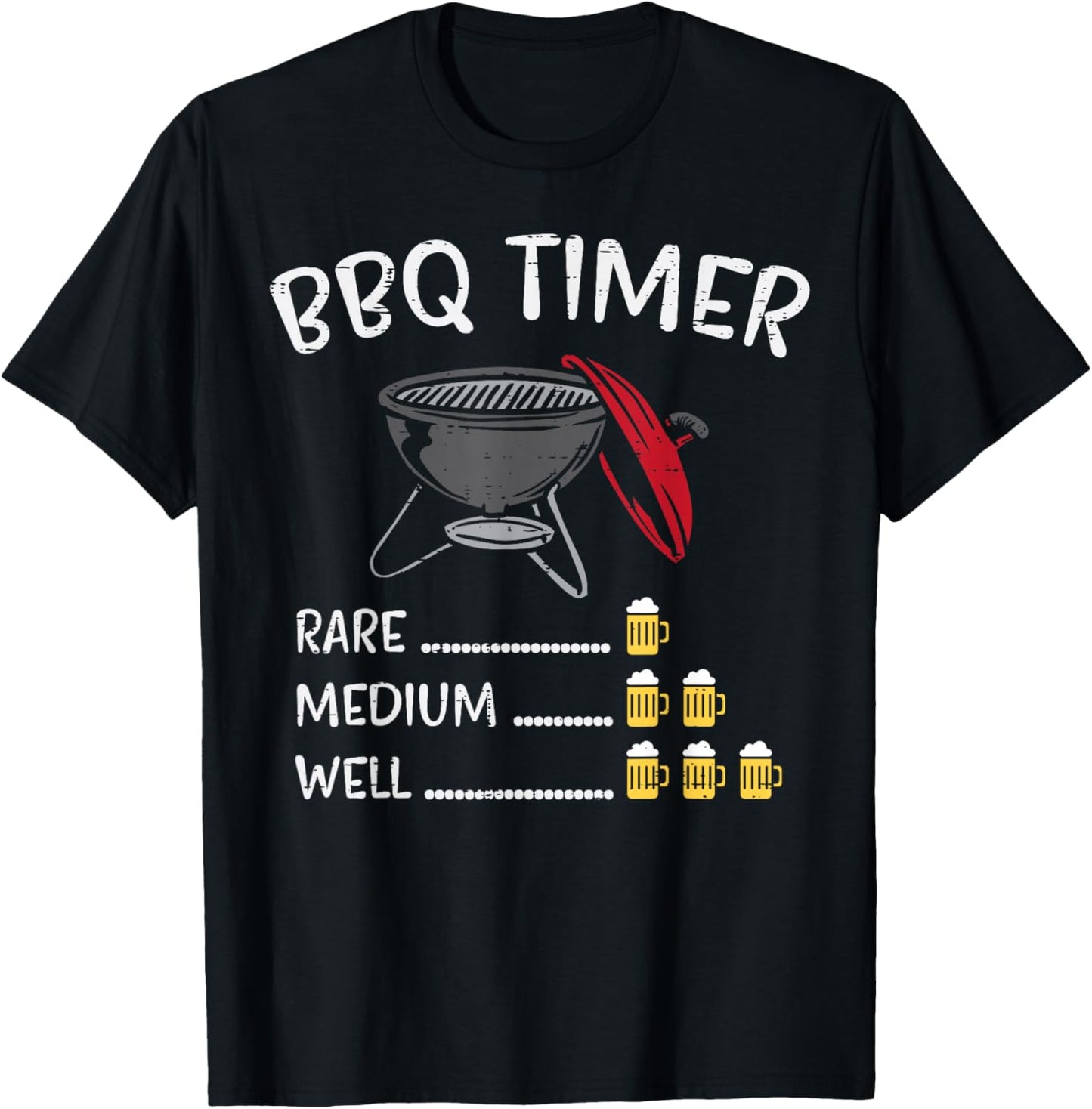 BBQ Timer Beer Funny Barbecue Grill Grilling Drinking Gift T-Shirt - T-Shirt | Black