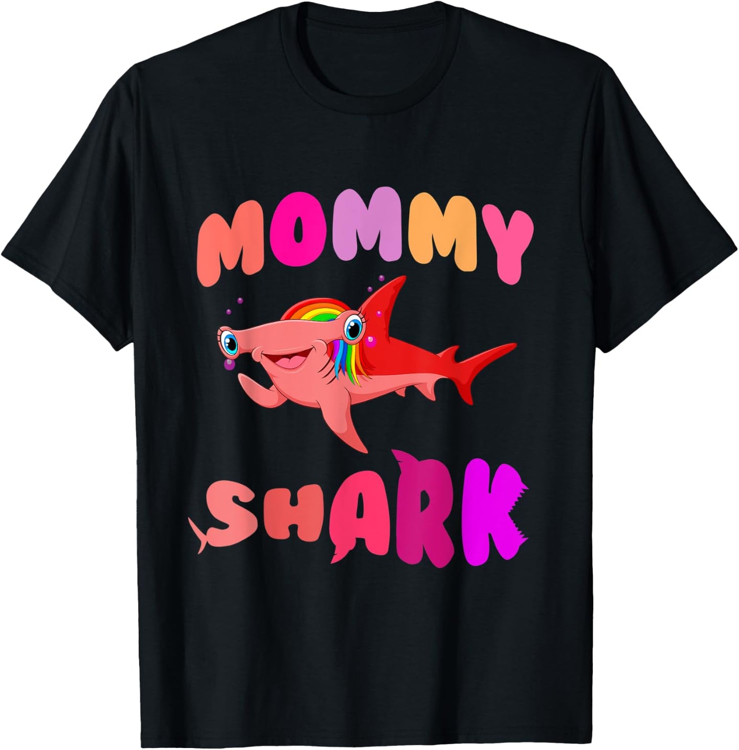 Mommy Shark hammerhead birthday family shark matching T-Shirt - T-Shirt | Black
