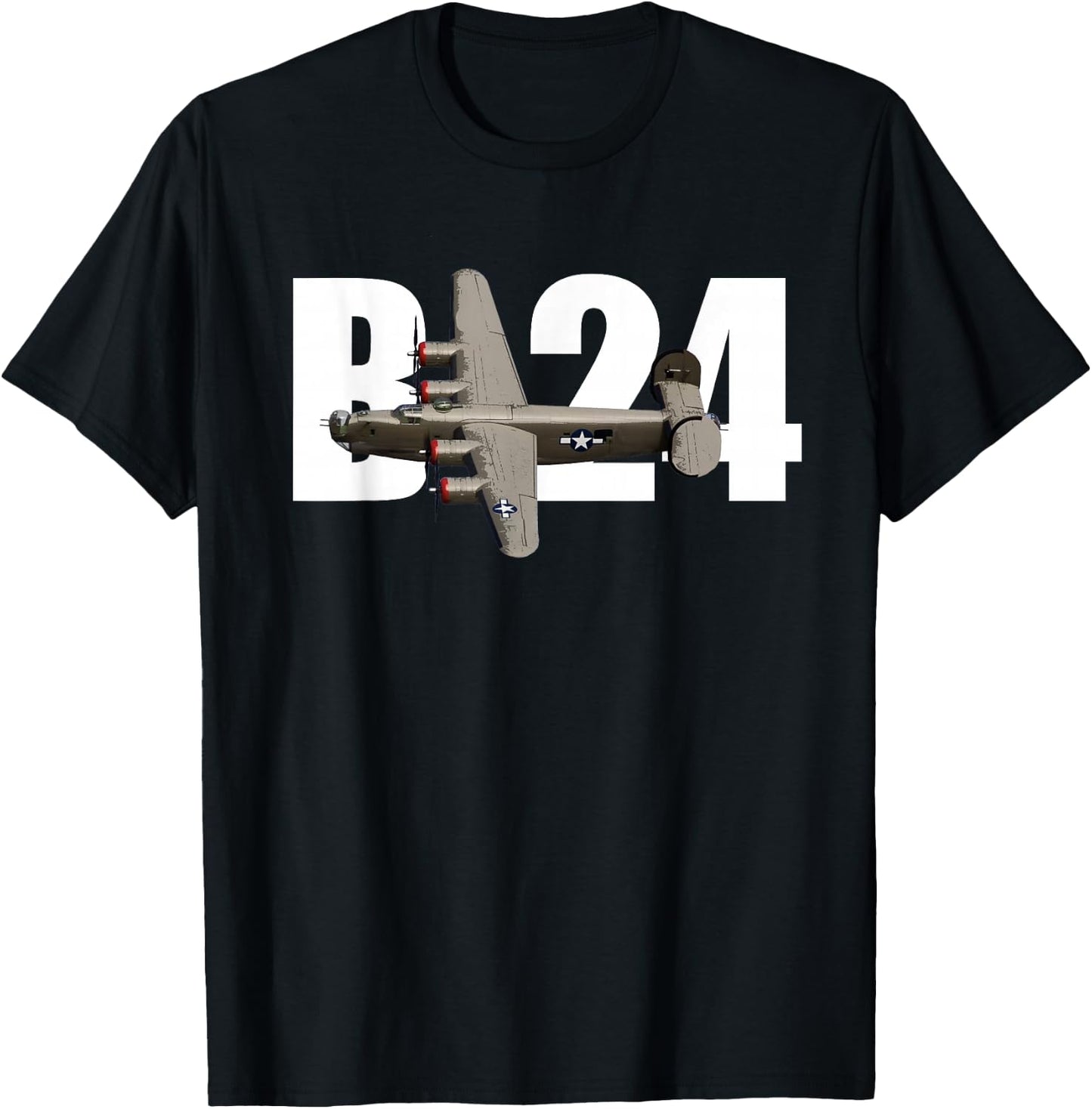 B-24 B24 Liberator WW2 Bomber Plane Pilot T shirt T-Shirt - T-Shirt | Black