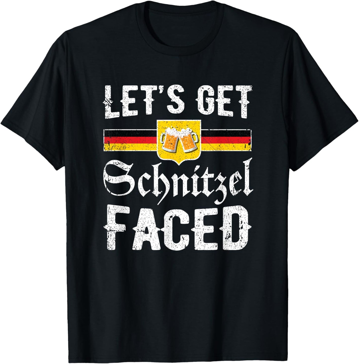 Lets Get Schnitzel Faced Retro Men Women Oktoberfest T-Shirt - T-Shirt | Black