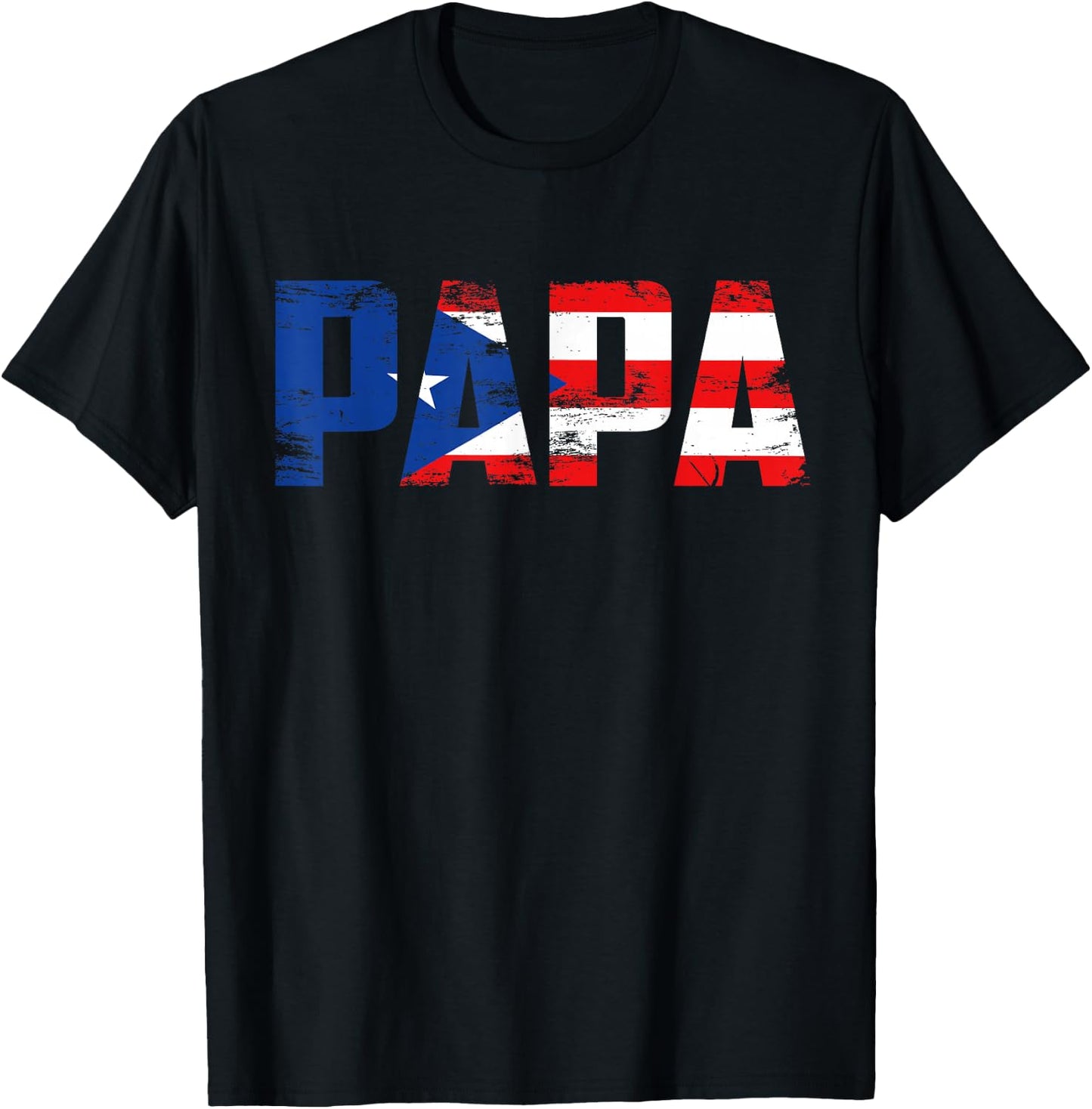 Papa Puerto Rico Flag Pride Fathers Day Puerto Rican Men T-Shirt - T-Shirt | Black