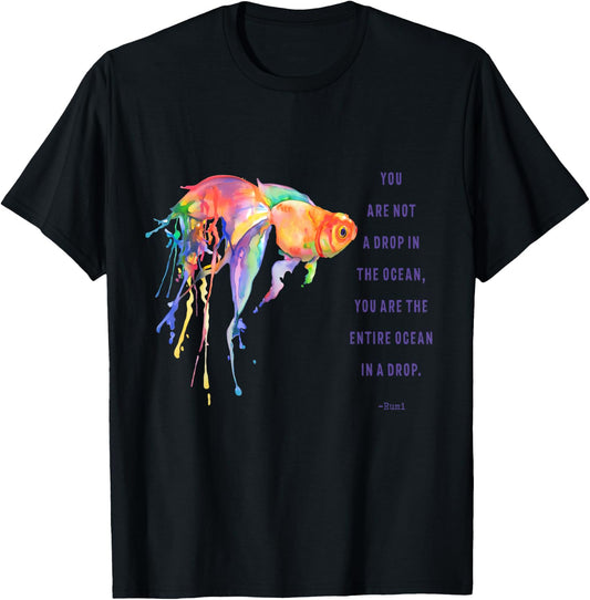 Drop in the Ocean Rumi Poetry Quotes T-Shirt - T-Shirt | Black