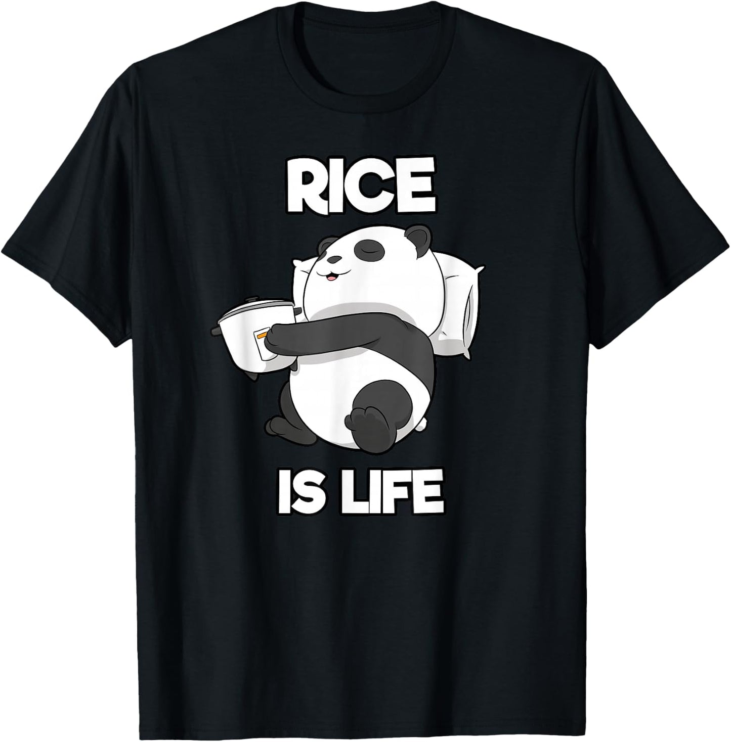 Panda Rice Is Life Rice Cooker T-Shirt - T-Shirt | Black