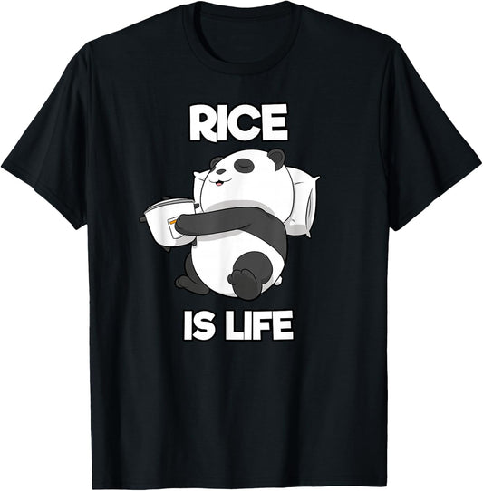 Panda Rice Is Life Rice Cooker T-Shirt - T-Shirt | Black