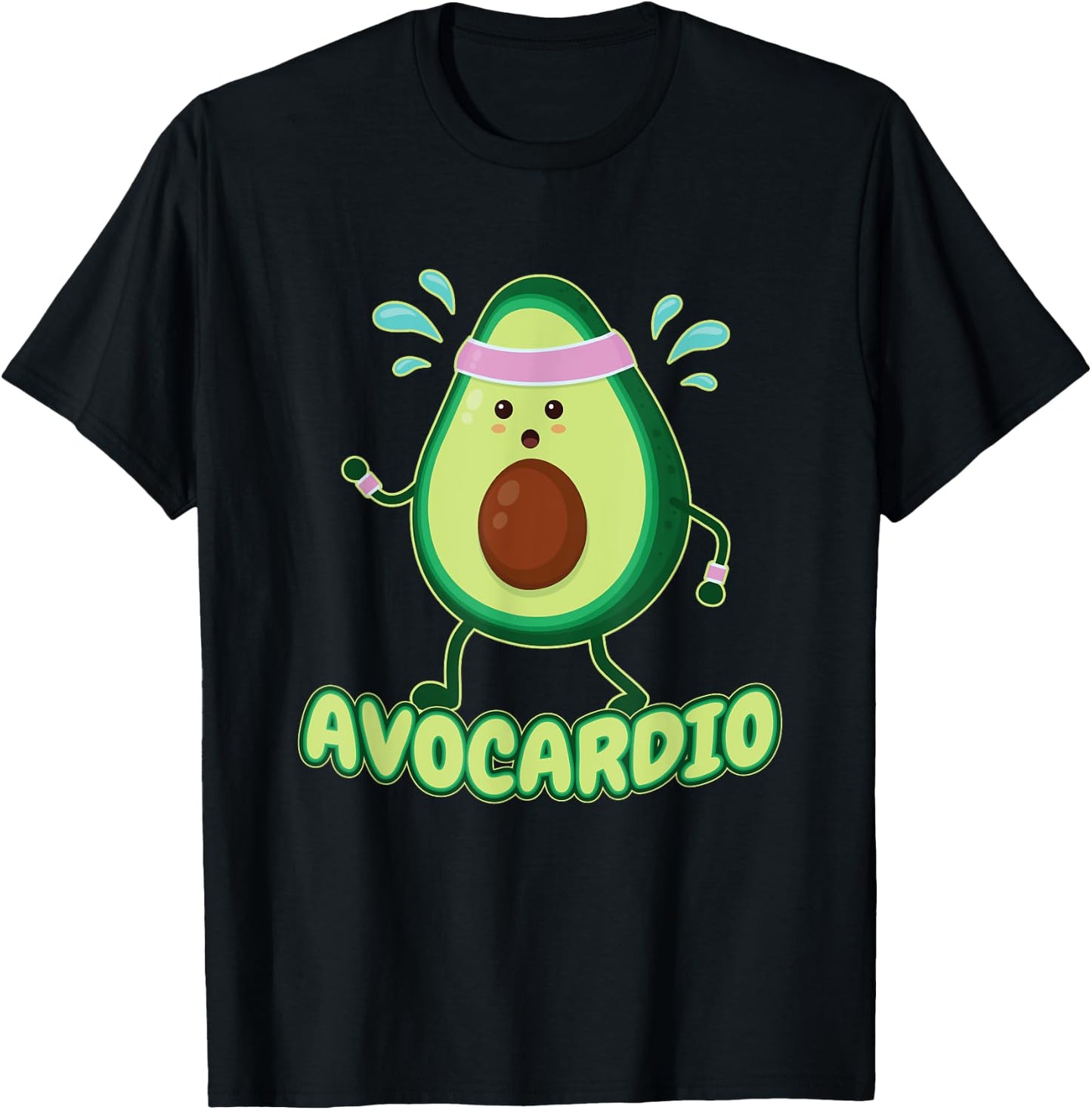 Avocardio Avo-Cardio Exercising Fitness Gym Runner Avocado T-Shirt - T-Shirt | Black
