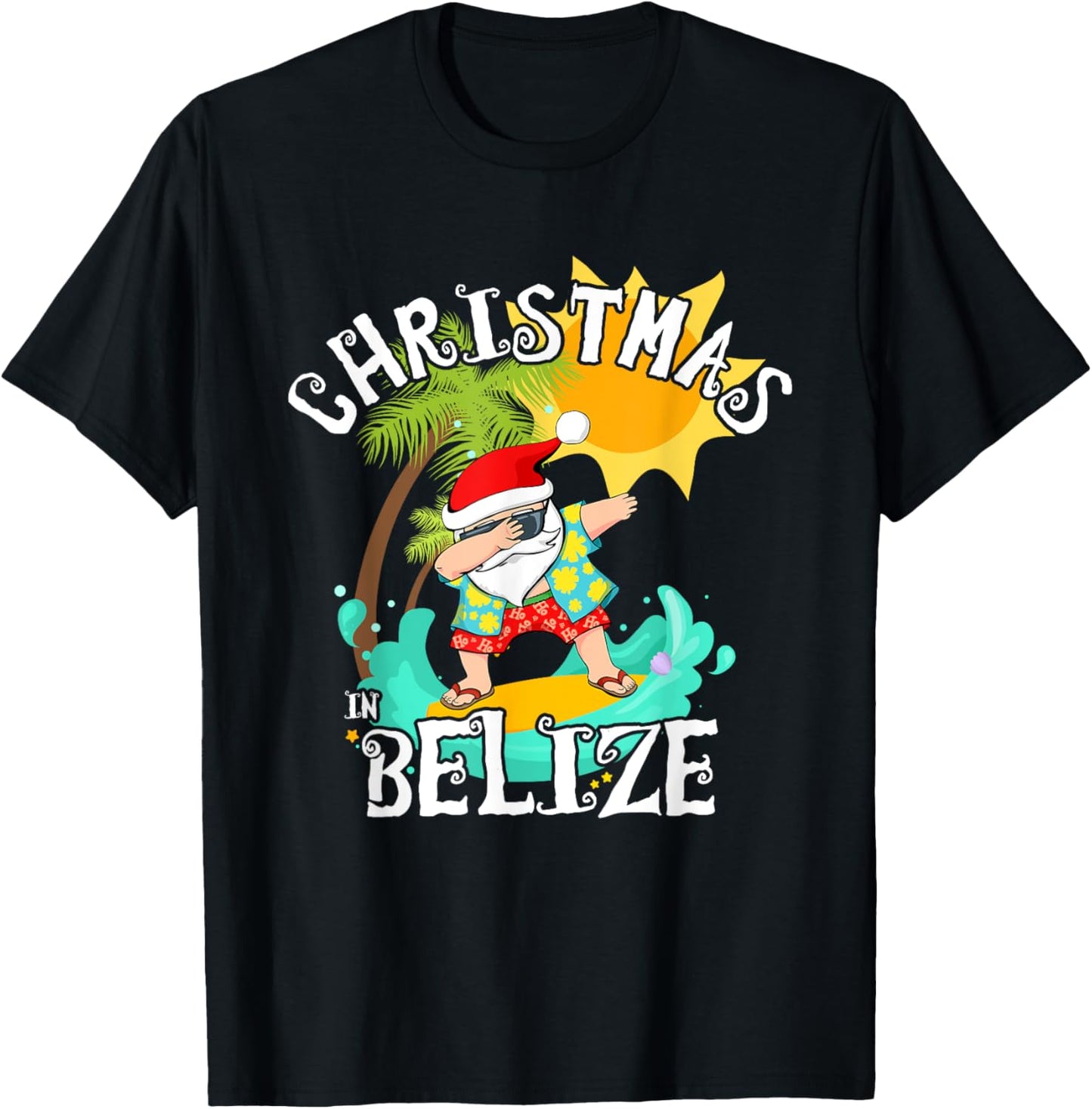 Christmas in Belize Dabbing Santa Family Vacation T-Shirt - T-Shirt | Black