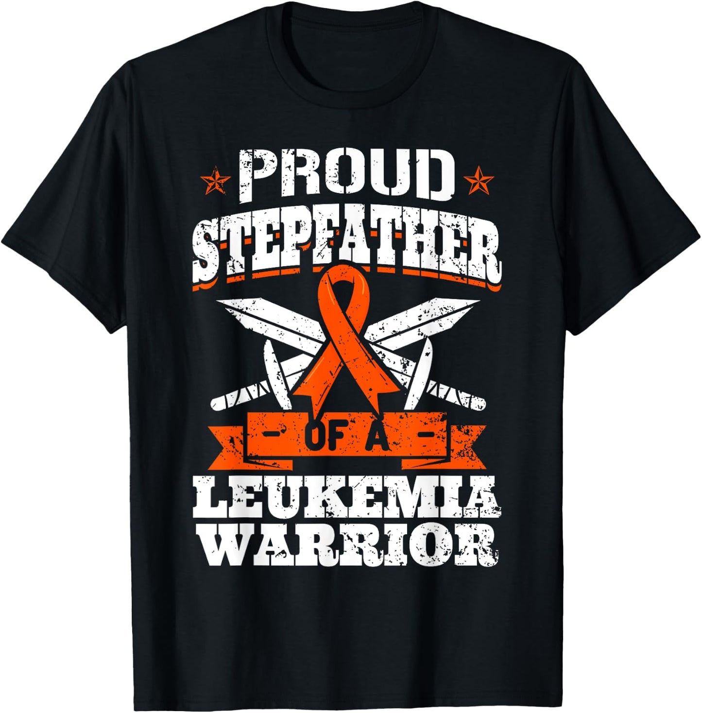 Proud Stepfather Of A Leukemia Warrior Awareness Ribbon T-Shirt - T-Shirt | Black