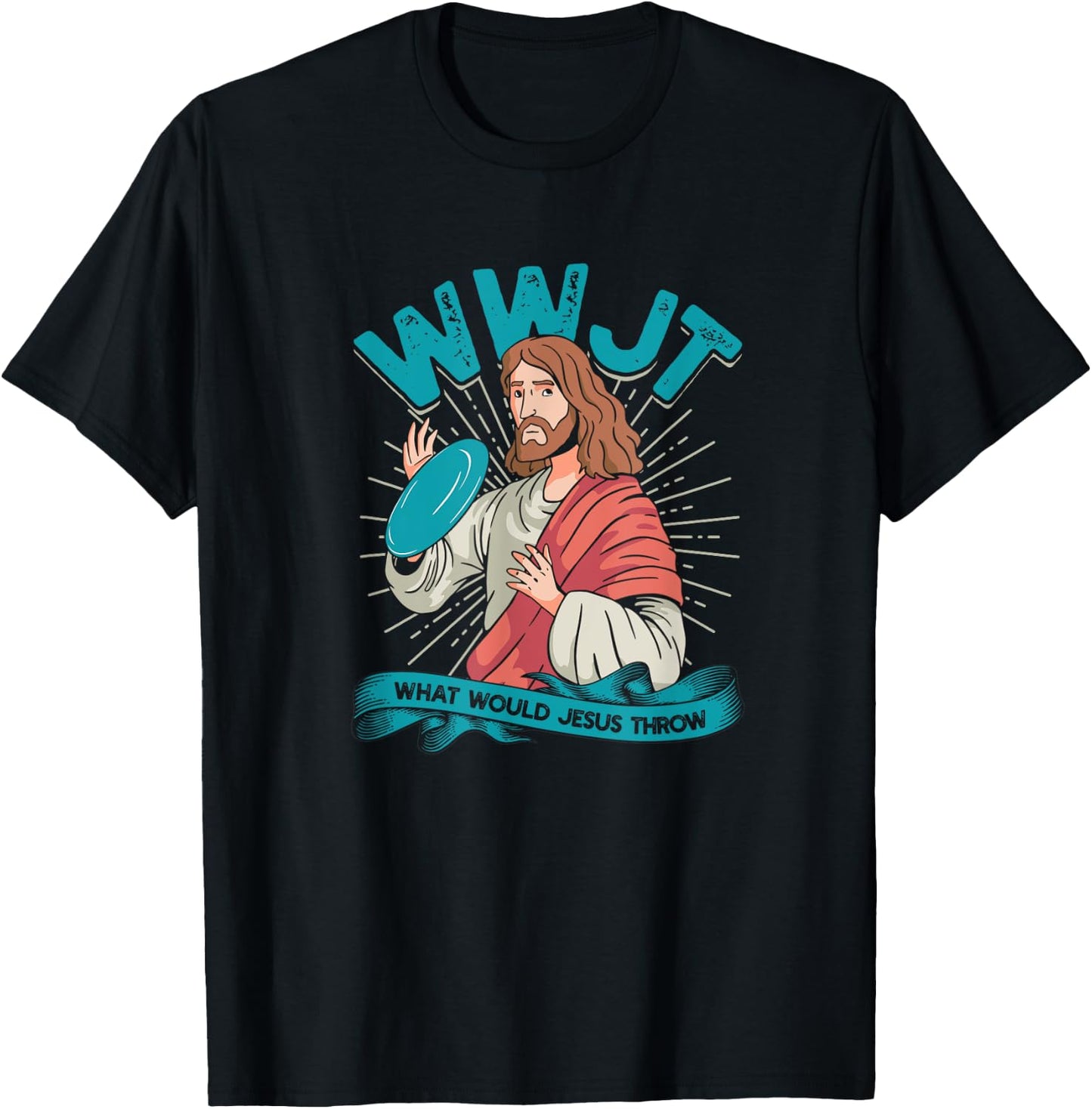 WWJT What would Jesus throw - Frisbee disc golf sport T-Shirt - T-Shirt | Black
