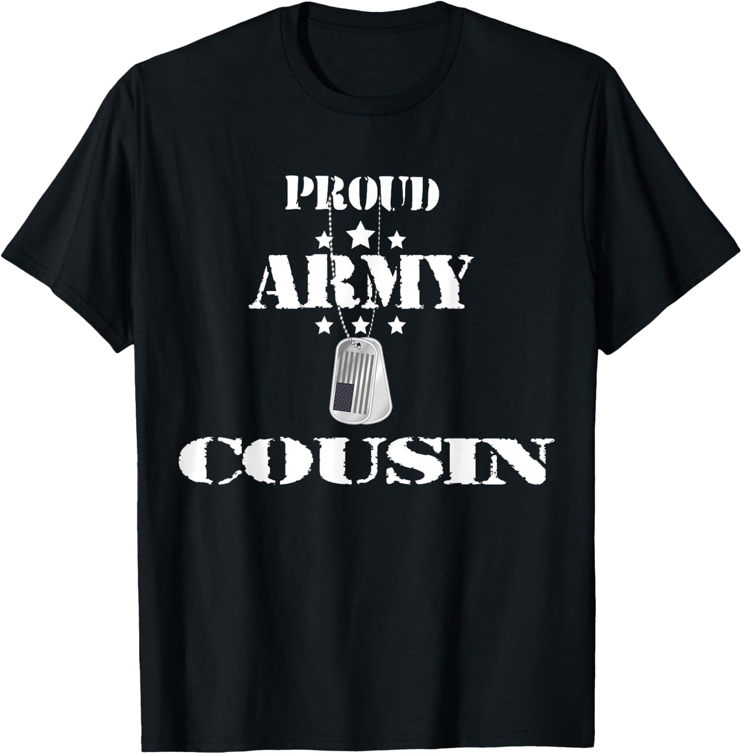 Proud Army Cousin Military Pride American Flag For Veteran Kids Men T-Shirt - T-Shirt | Black