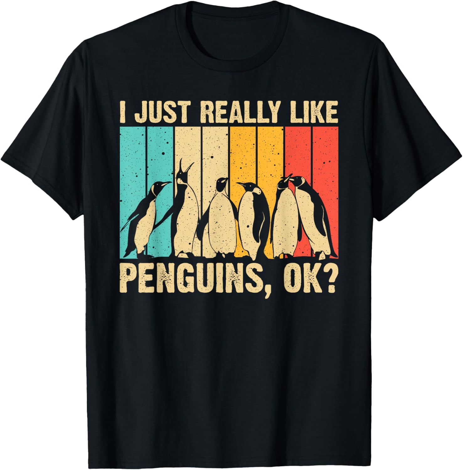 Cool Penguin Art Women Kids Bird Penguin Lovers T-Shirt - T-Shirt | Black