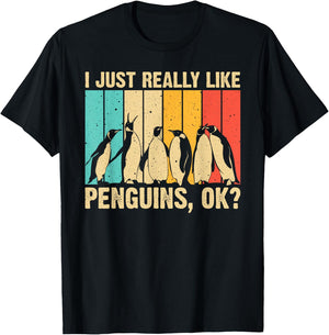Cool Penguin Art Women Kids Bird Penguin Lovers T-Shirt - T-Shirt | Black
