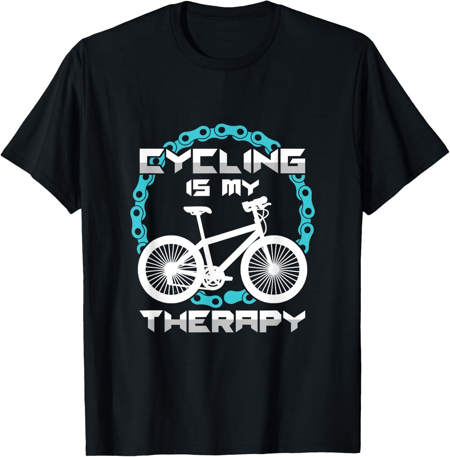 Funny Cyclist Cycling Is My Therapy Bikers T-Shirt - T-Shirt | Black