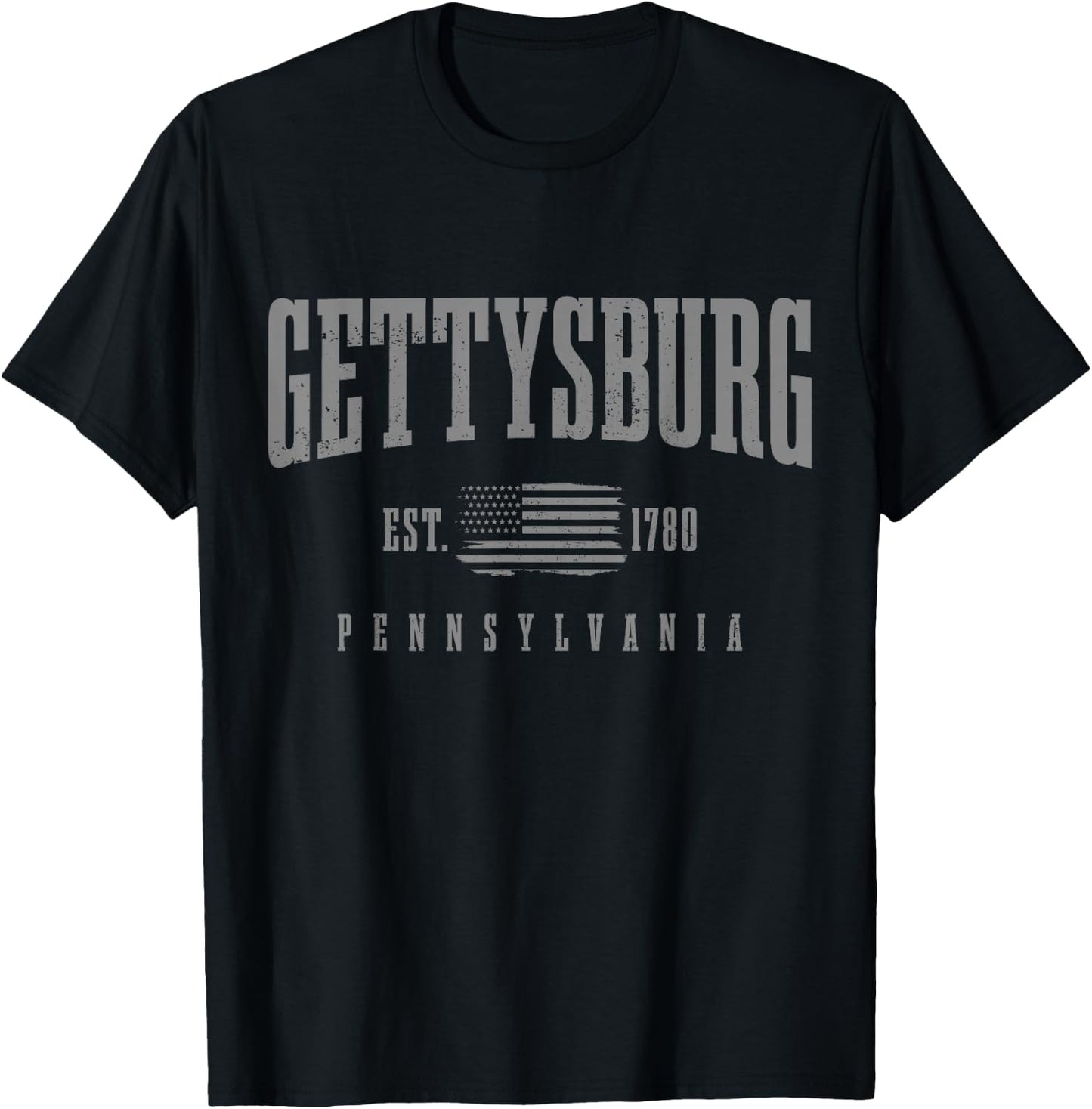 Gettysburg Pennsylvania 1780 Vintage American Flag Patriotic T-Shirt - T-Shirt | Black