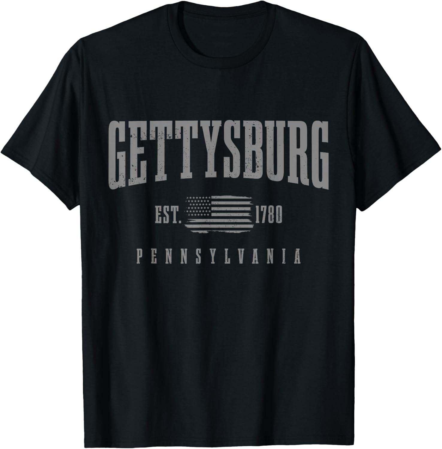 Gettysburg Pennsylvania 1780 Vintage American Flag Patriotic T-Shirt - T-Shirt | Black