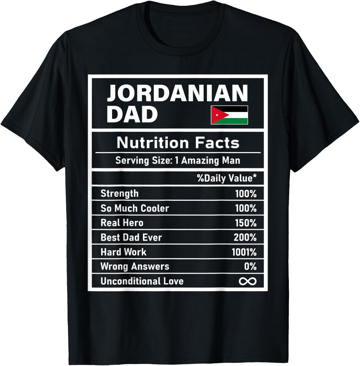 Jordanian Dad Nutrition Facts Father's Day National Heritage T-Shirt - T-Shirt | Black