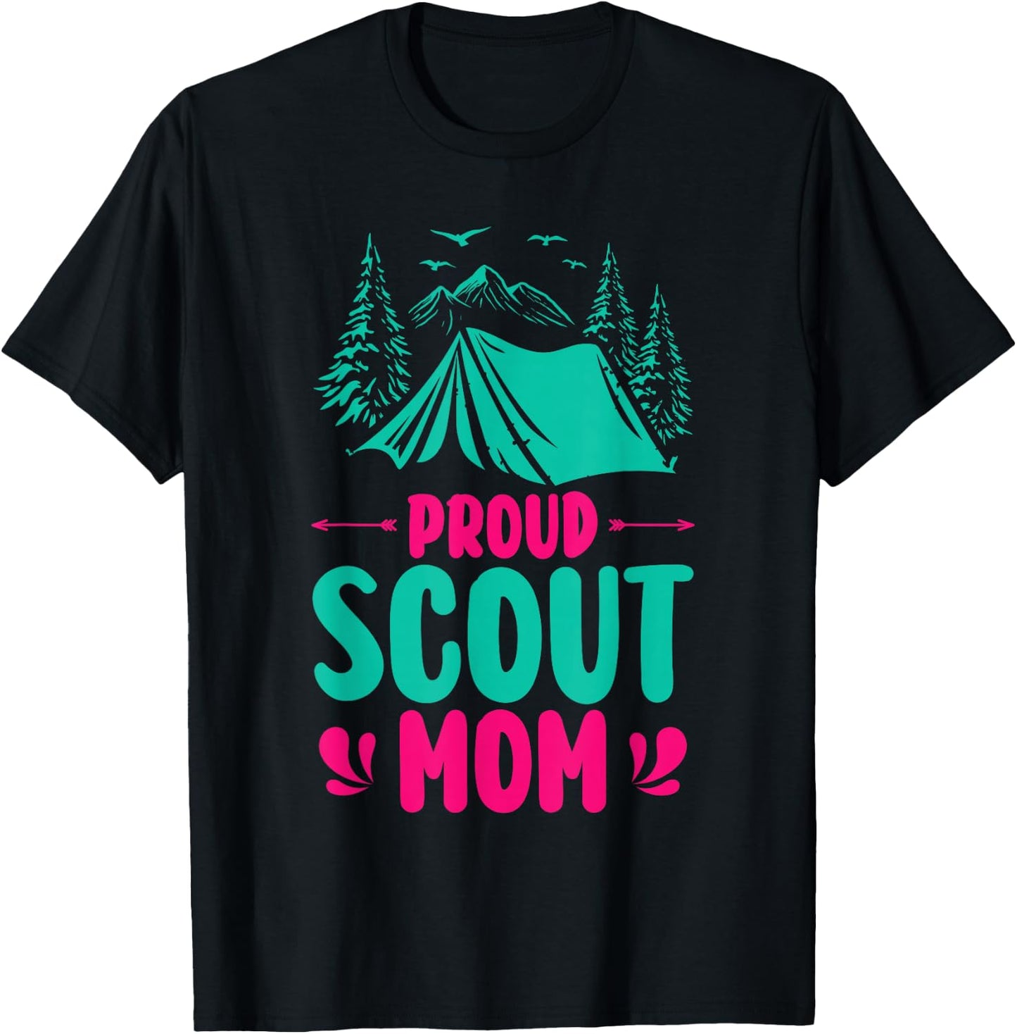 Proud Scout Mom Camping Adventure Outdoor Wildlife Scout T-Shirt - T-Shirt | Black