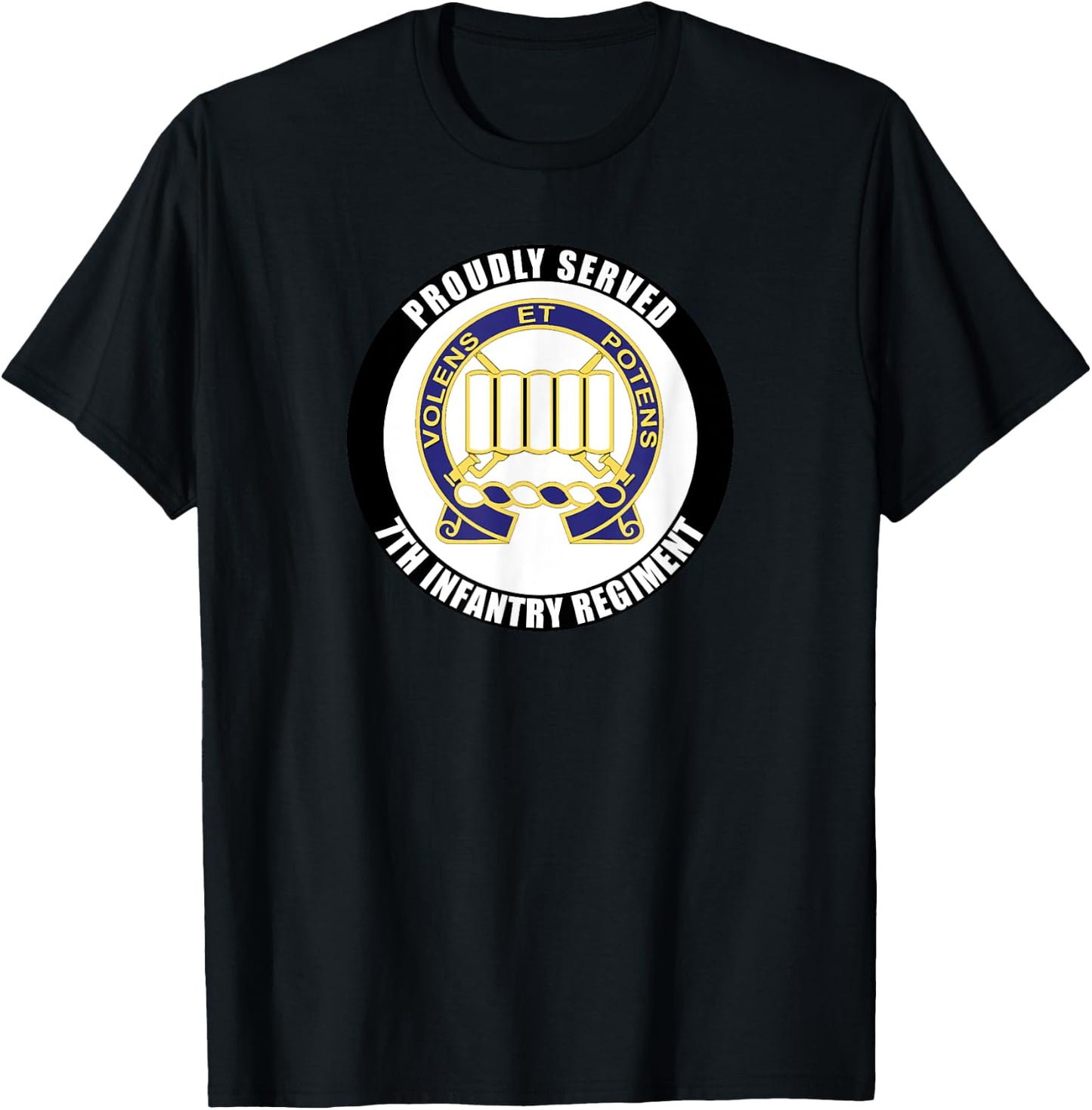 Proudly Served 7th Infantry Regiment Army Veteran Military T-Shirt - T-Shirt | Black