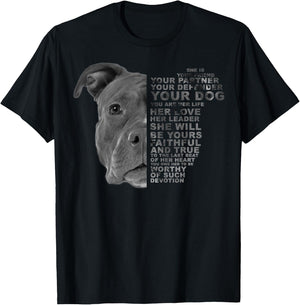 She Is Your Friend Your Partner Your Dog Puppy Pitbull Pitti Women Kids T-Shirt - T-Shirt | Black
