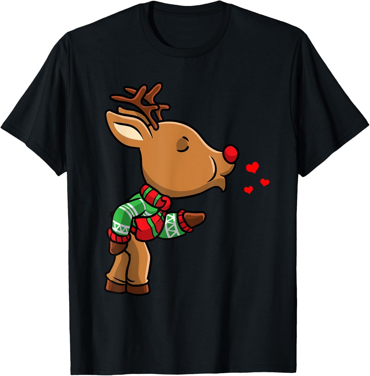 Reindeer Christmas Matching Couple T-Shirt - T-Shirt | Black