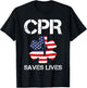 CPR Instructor CPR Saves Lives American Flag T-Shirt - T-Shirt | Black