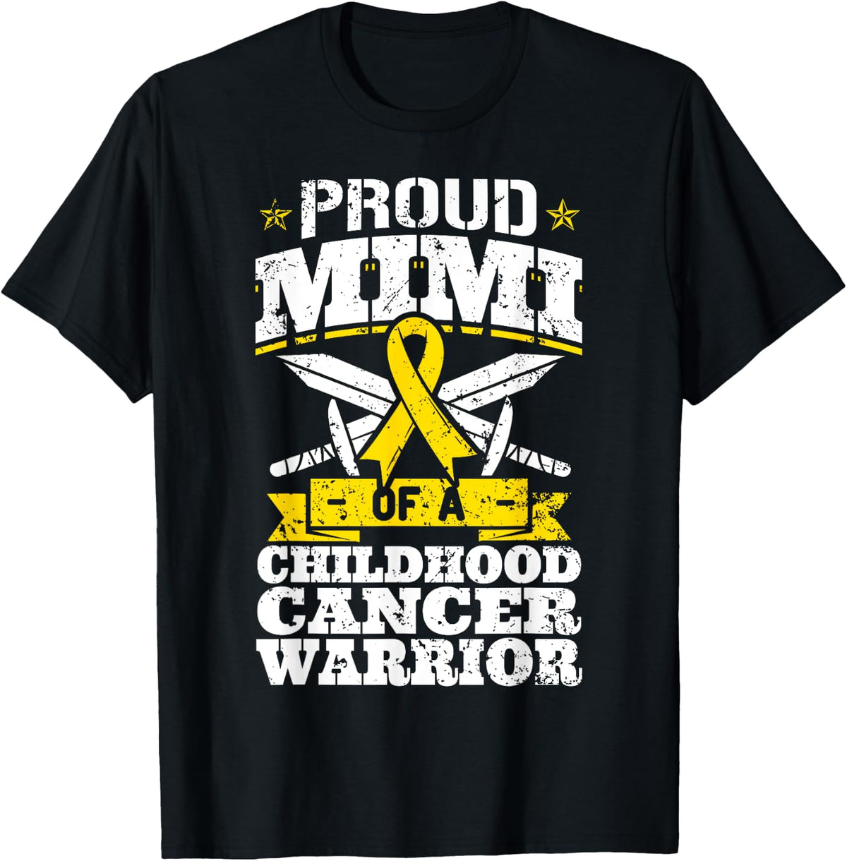 Proud Mimi Of A Childhood Cancer Warrior Awareness Grandma T-Shirt - T-Shirt | Black