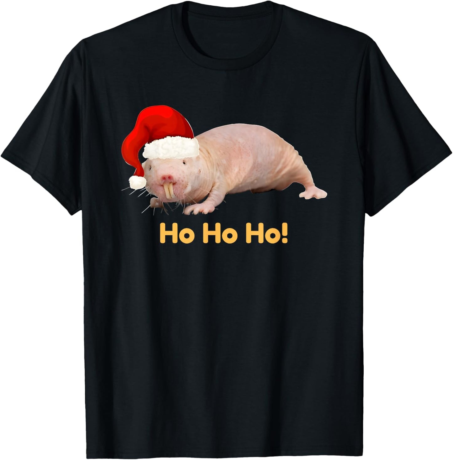 Christmas Naked Mole Rat Ho Ho Ho T-Shirt - T-Shirt | Black