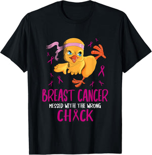 Breast Cancer Messed with the Wrong Chick Cancer Free T-Shirt - T-Shirt | Black