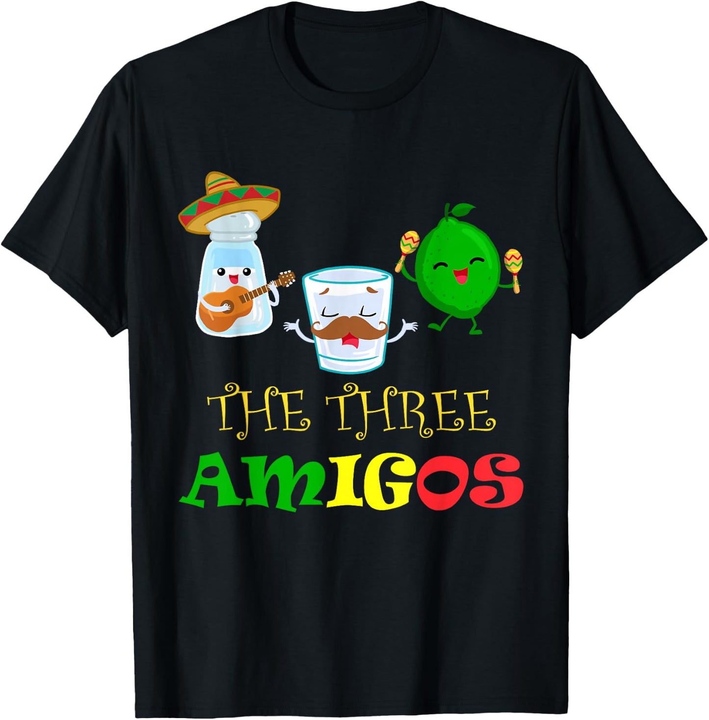 The Three Amigos - Black, -Adults, Small, Short Sleeve T-Shirt - T-Shirt | Black