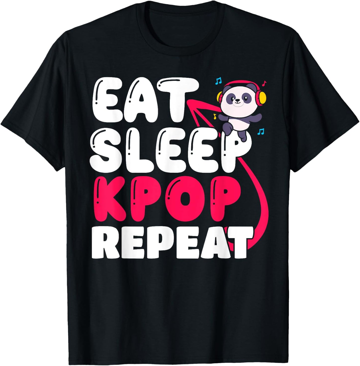 Eat Sleep Kpop Repeat Korean music T-Shirt - T-Shirt | Black