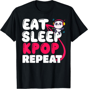 Eat Sleep Kpop Repeat Korean music T-Shirt - T-Shirt | Black