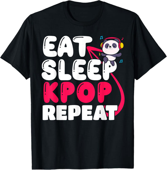 Eat Sleep Kpop Repeat Korean music T-Shirt - T-Shirt | Black