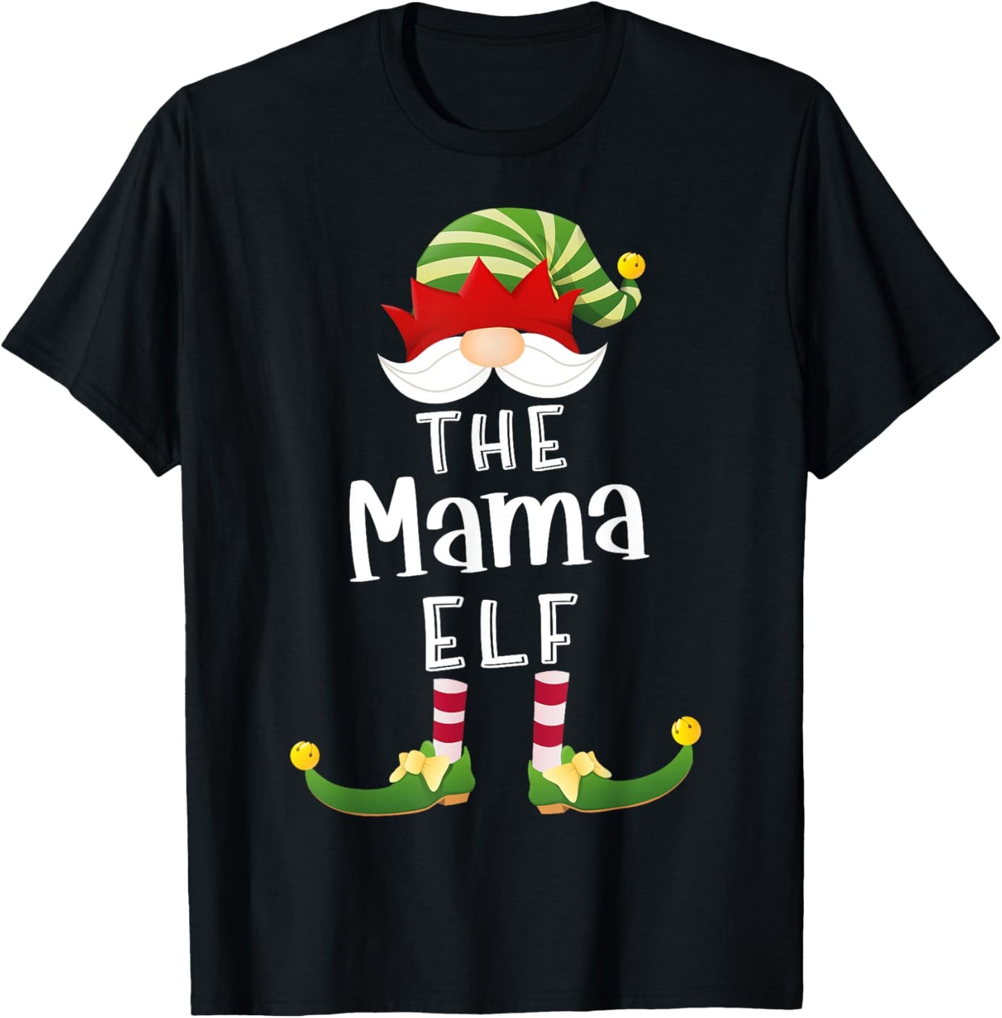 Mama Elf Group Christmas Funny Pajama Party T-Shirt - T-Shirt | Black