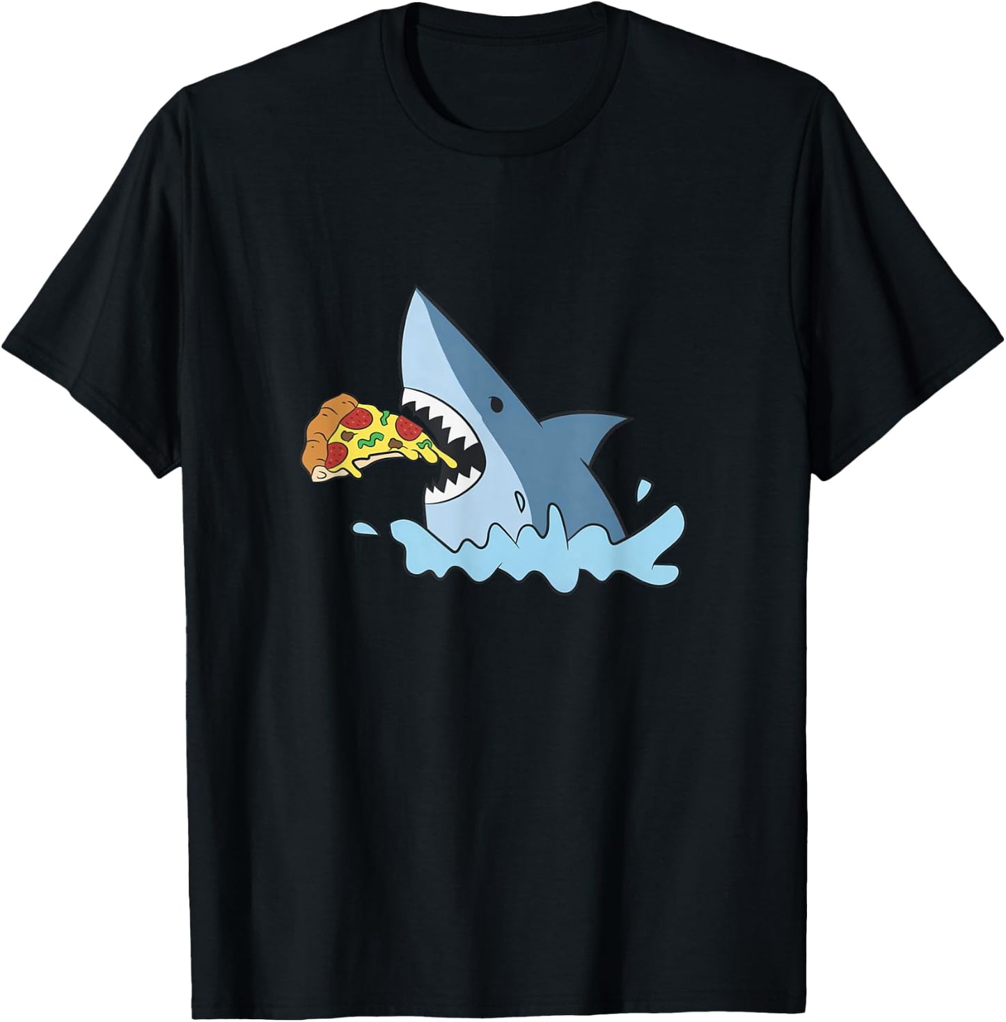 Shark Eating Pizza T-Shirt - T-Shirt | Black