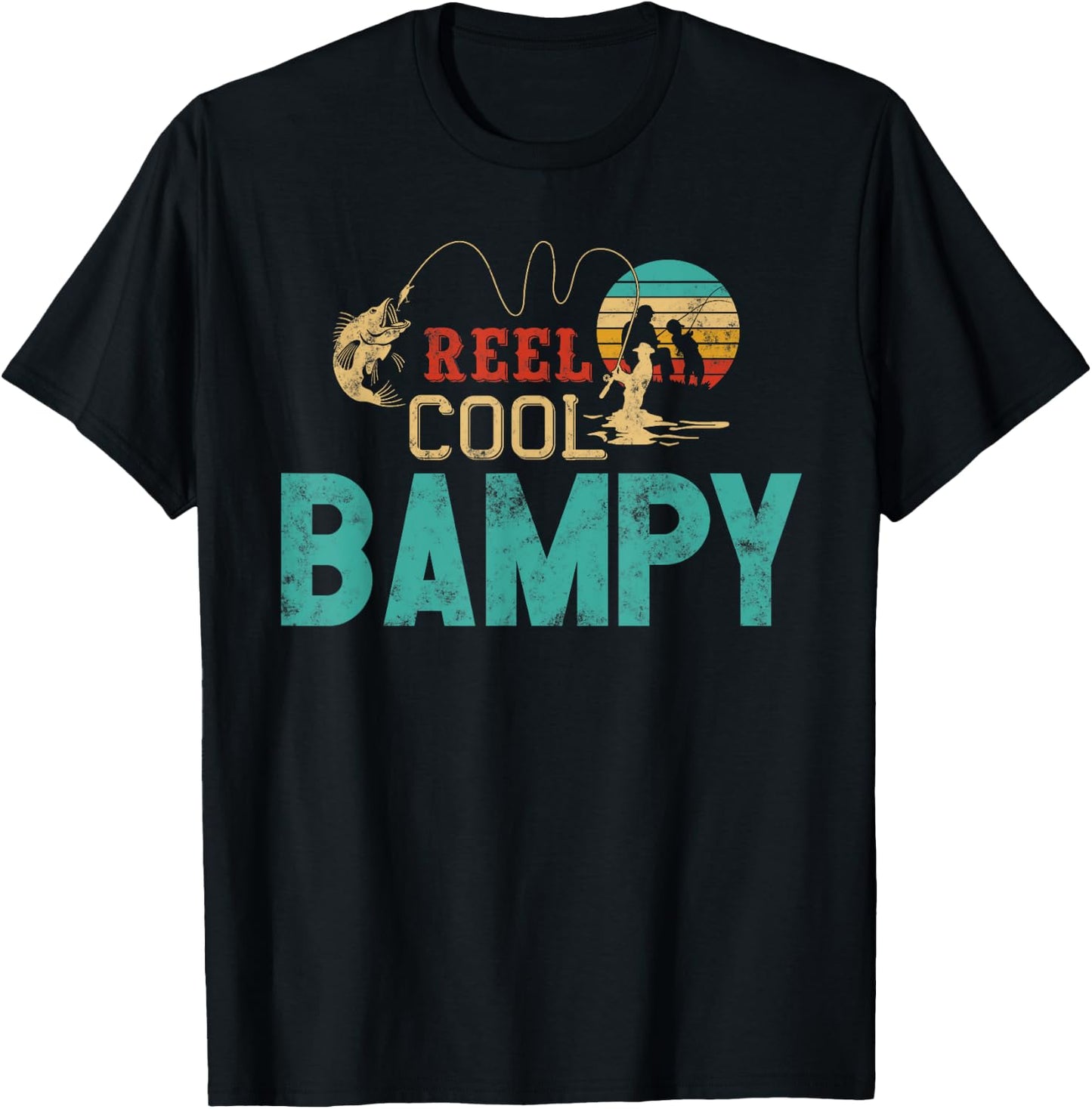 Reel Cool Bampy vintage funny fishing rod gifts for Bampy T-Shirt - T-Shirt | Black