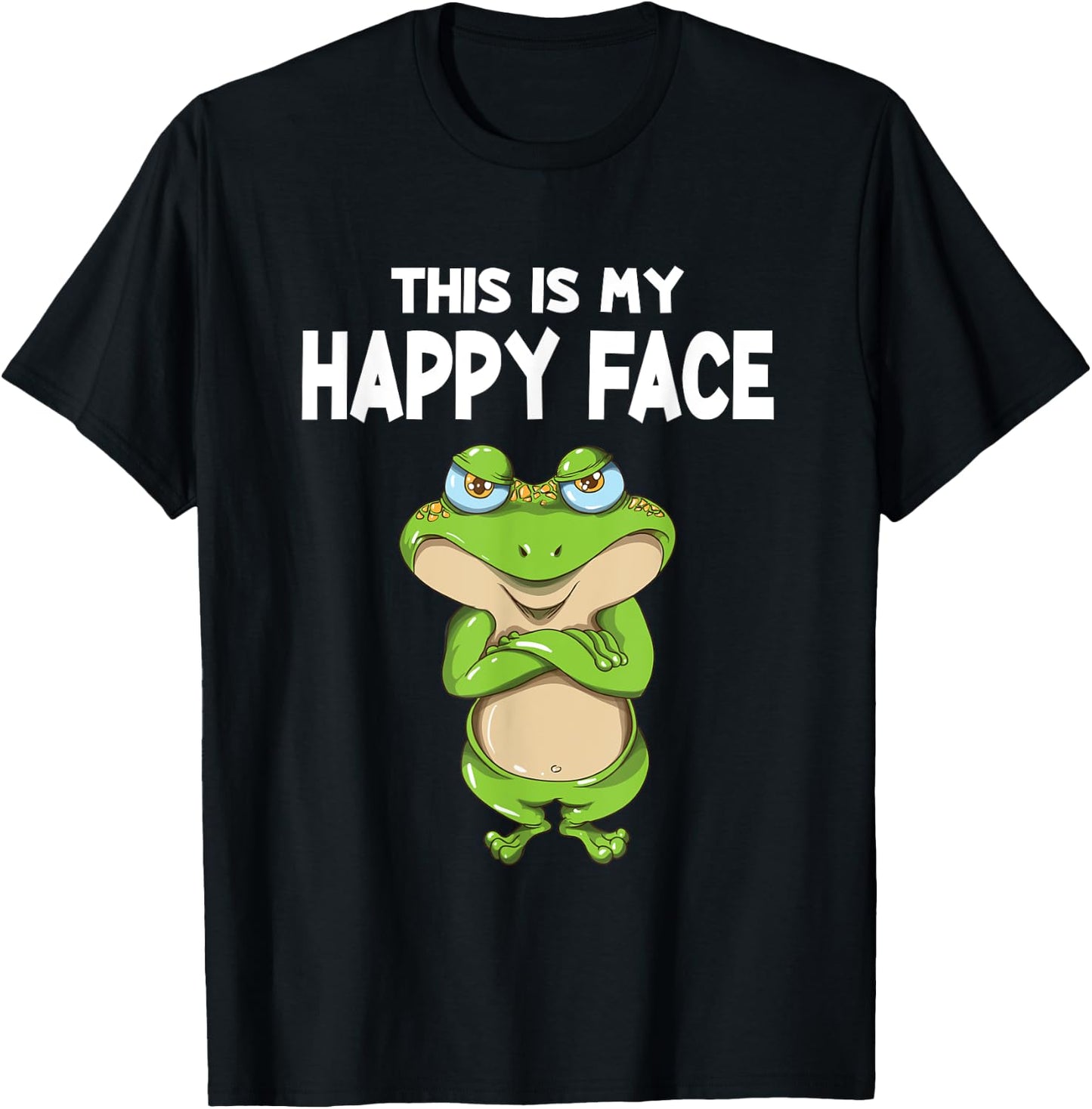 Frog this is my happy face toad frog saying T-Shirt - T-Shirt | Black