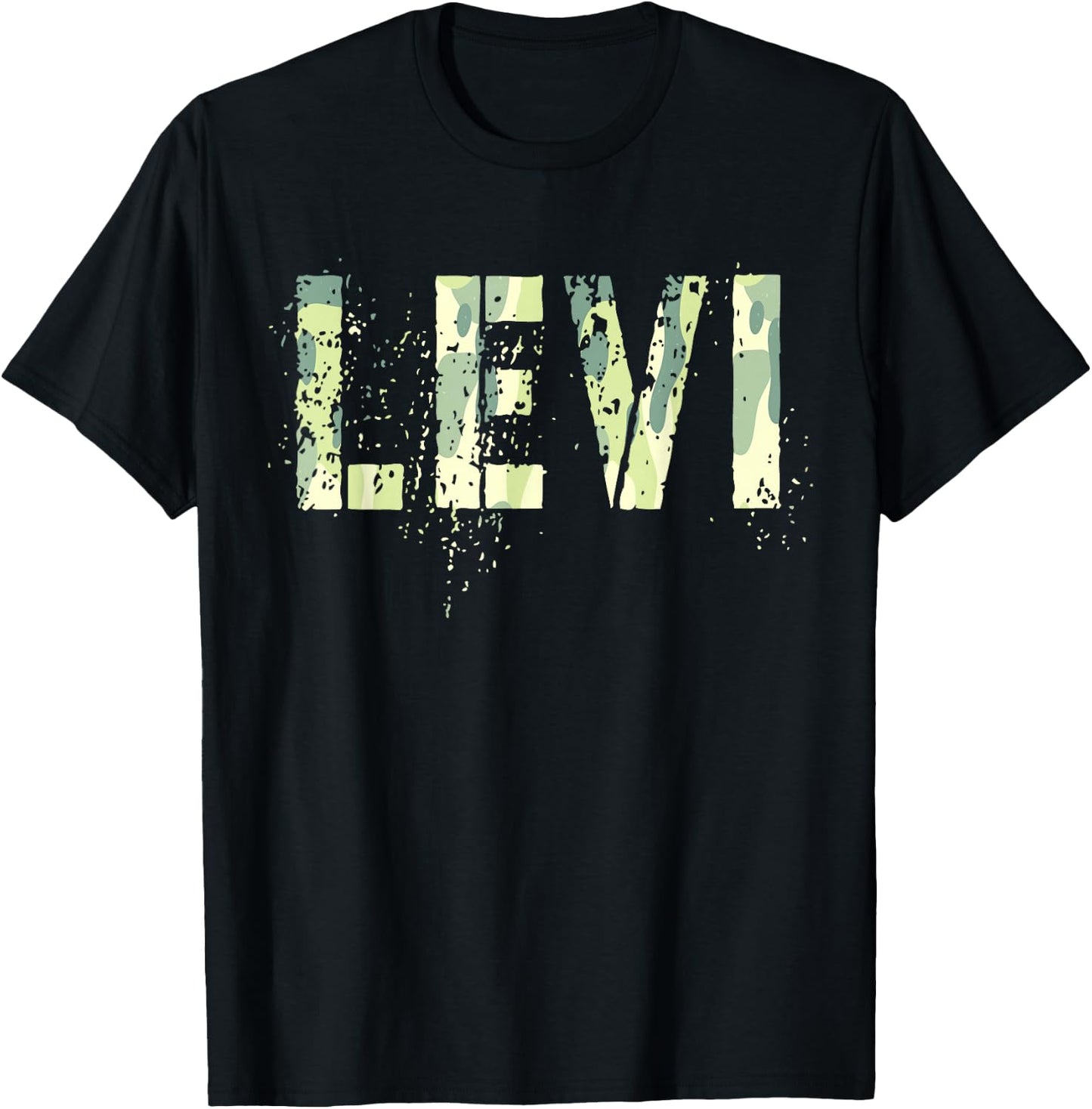 Personalized Name LEVI Camo Boy Military Birthday Father Son T-Shirt - T-Shirt | Black