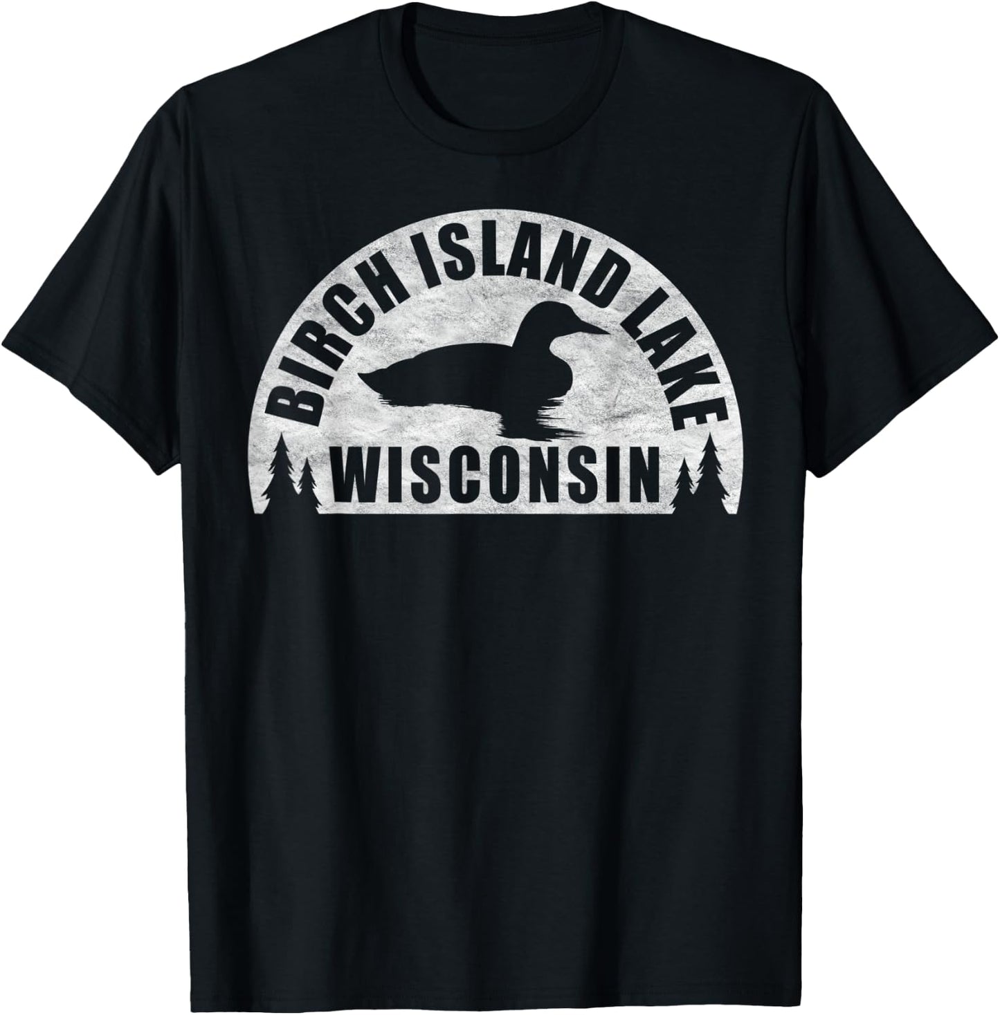 Birch Island Lake Northern Wisconsin Loon T-Shirt - T-Shirt | Black