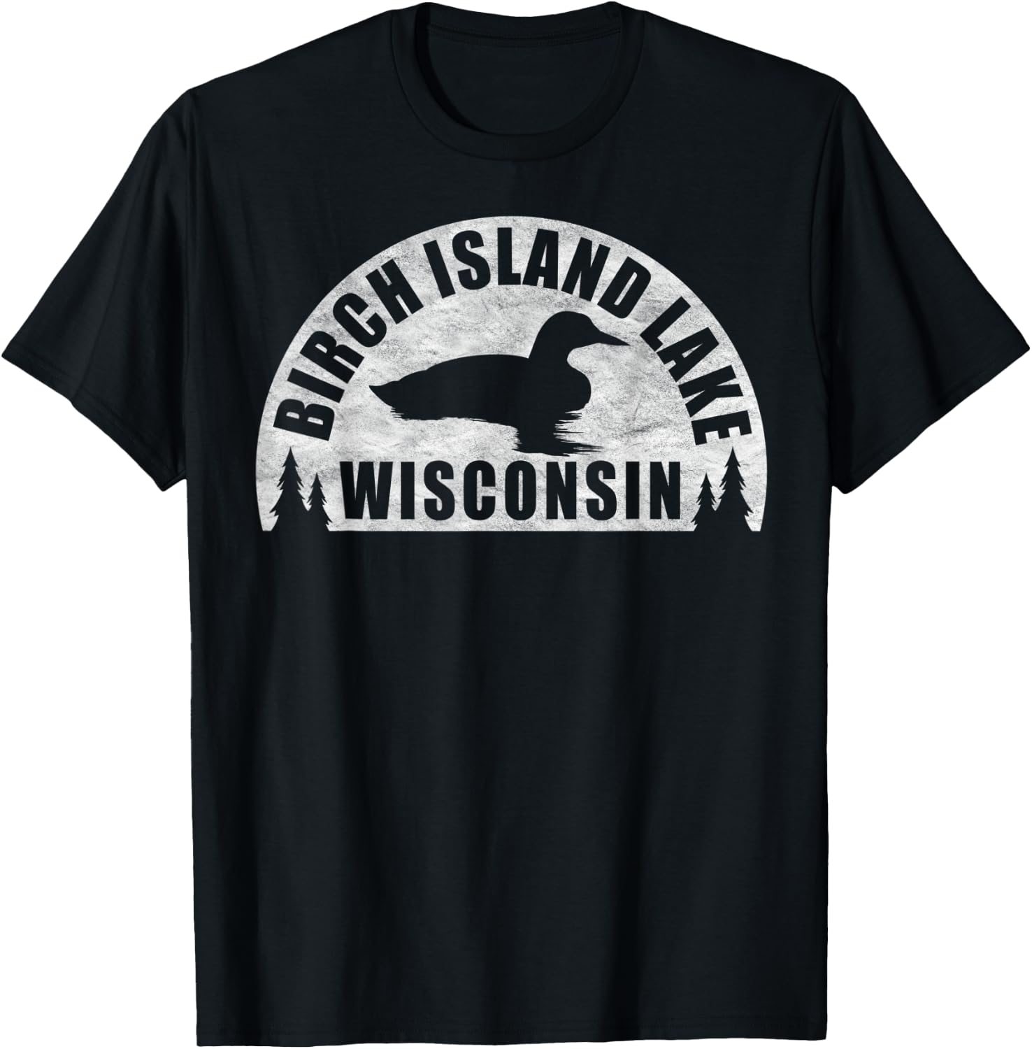 Birch Island Lake Northern Wisconsin Loon T-Shirt - T-Shirt | Black