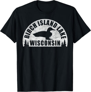 Birch Island Lake Northern Wisconsin Loon T-Shirt - T-Shirt | Black