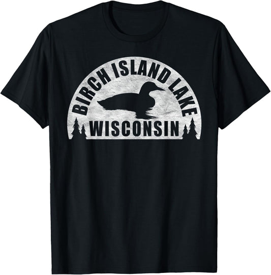 Birch Island Lake Northern Wisconsin Loon T-Shirt - T-Shirt | Black