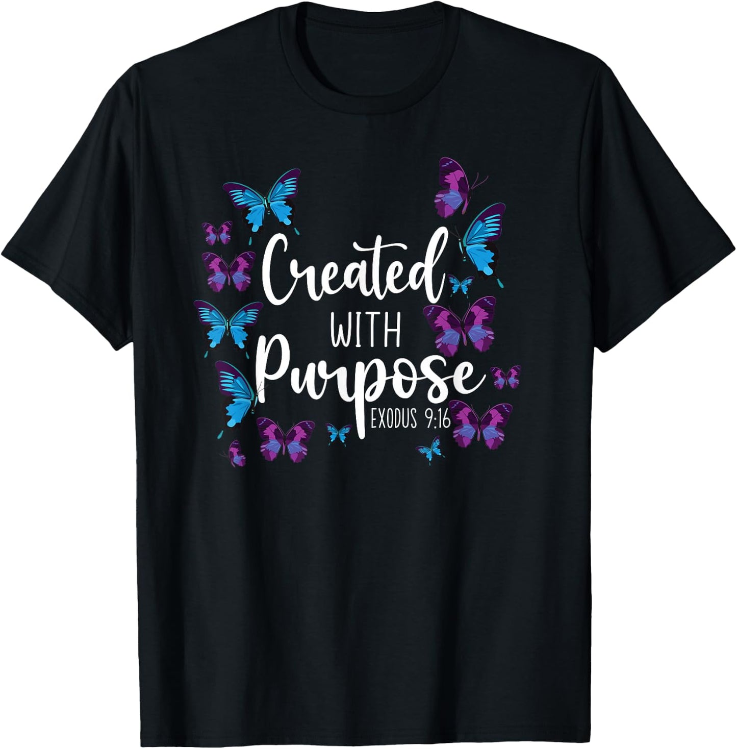 Christian Bible Verse Butterfly Exodus 9:16 T-Shirt - T-Shirt | Black